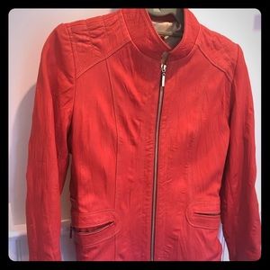 Red leather jacket S